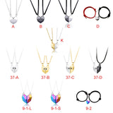 2Pcs Friendship Heart Pendant Couple Magnetic Distance Heart Necklace