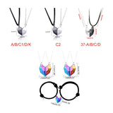 2Pcs Friendship Heart Pendant Couple Magnetic Distance Heart Necklace