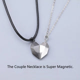 2Pcs Friendship Heart Pendant Couple Magnetic Distance Heart Necklace
