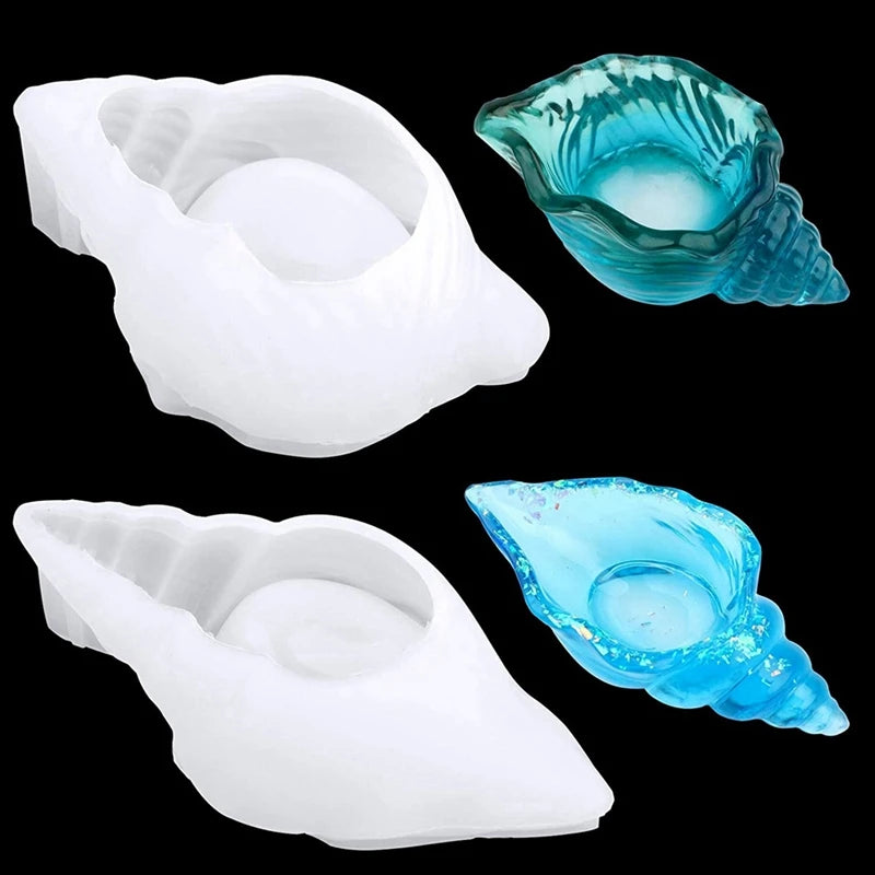 2Pcs Conch Silicone Mould Makeup Egg Storage Box