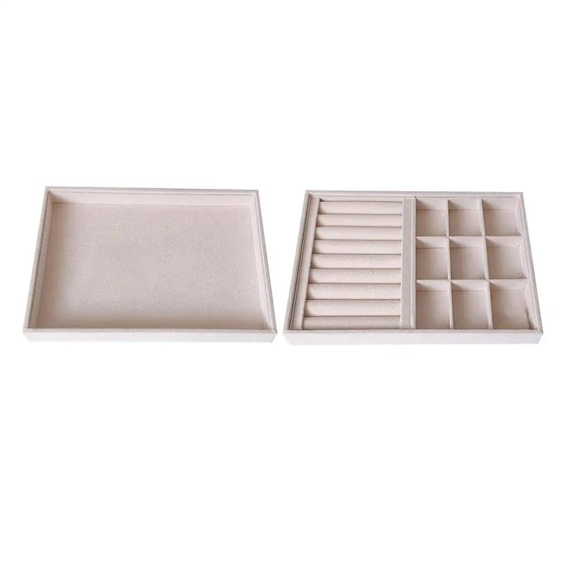 2Pcs Jewelry Display Storage Box Tray Organizer