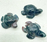 2Pcs Natural Gem Stone Quartz Crystal Lndian Agate Carved Sea Turtle Pendant