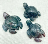 2Pcs Natural Gem Stone Quartz Crystal Lndian Agate Carved Sea Turtle Pendant