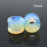 2Pcs Opal Stone Hollow Ear Tunnel Plugs Double Flared Ear Gauges Piercing