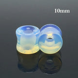 2Pcs Opal Stone Hollow Ear Tunnel Plugs Double Flared Ear Gauges Piercing