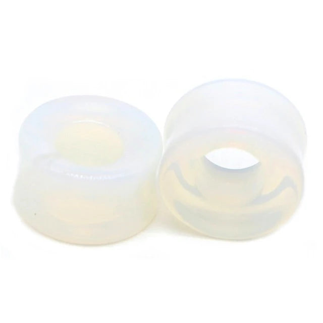 2Pcs Opal Stone Hollow Ear Tunnel Plugs Double Flared Ear Gauges Piercing