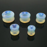 2Pcs Opal Stone Hollow Ear Tunnel Plugs Double Flared Ear Gauges Piercing