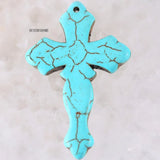 Natural Stone 29X44MM Red Green Howlite Cross Beads Pendant Necklace