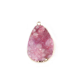 2 Pcs Pink Druzy Quartz Stone Pendants for Jewelry Making DIY