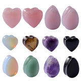 2Pcs Stone Teardrop Heart Ear Plugs Tunnel Flesh Earrings Gauges