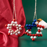 2Pcs Natural Wood Beads Star Shape Pendant Decorations