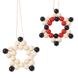 2Pcs Natural Wood Beads Star Shape Pendant Decorations