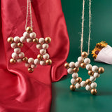 2Pcs Natural Wood Beads Star Shape Pendant Decorations
