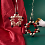 2Pcs Natural Wood Beads Star Shape Pendant Decorations