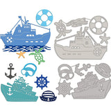 2Pcs Navy Metal Cutting Dies Warship for DIY Scrapbook Holiday Cards