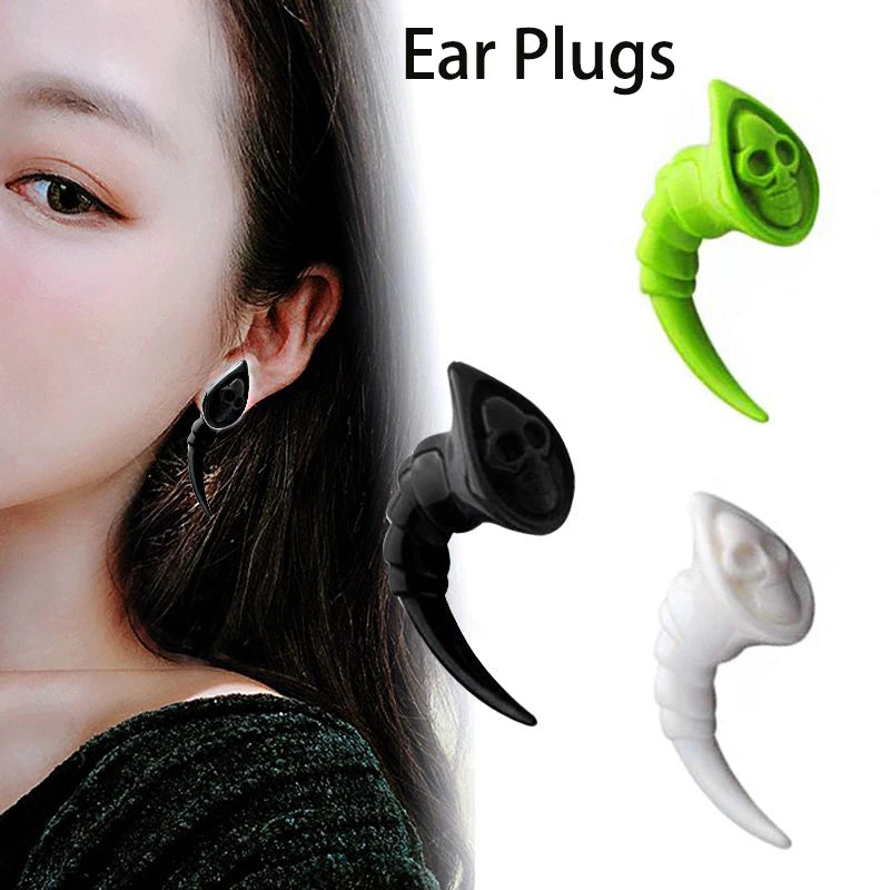 2Pcs Spiral Skull Ear Tunnel Plugs Acrylic Ear Gauges Punk Body Jewelry