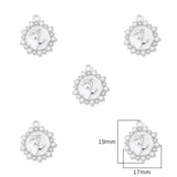 2Pcs Star Tulip Rose Alloy Charm Rhinestone Pendant DIY