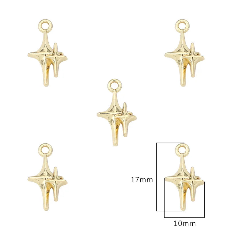 2Pcs Star Tulip Rose Alloy Charm Rhinestone Pendant DIY
