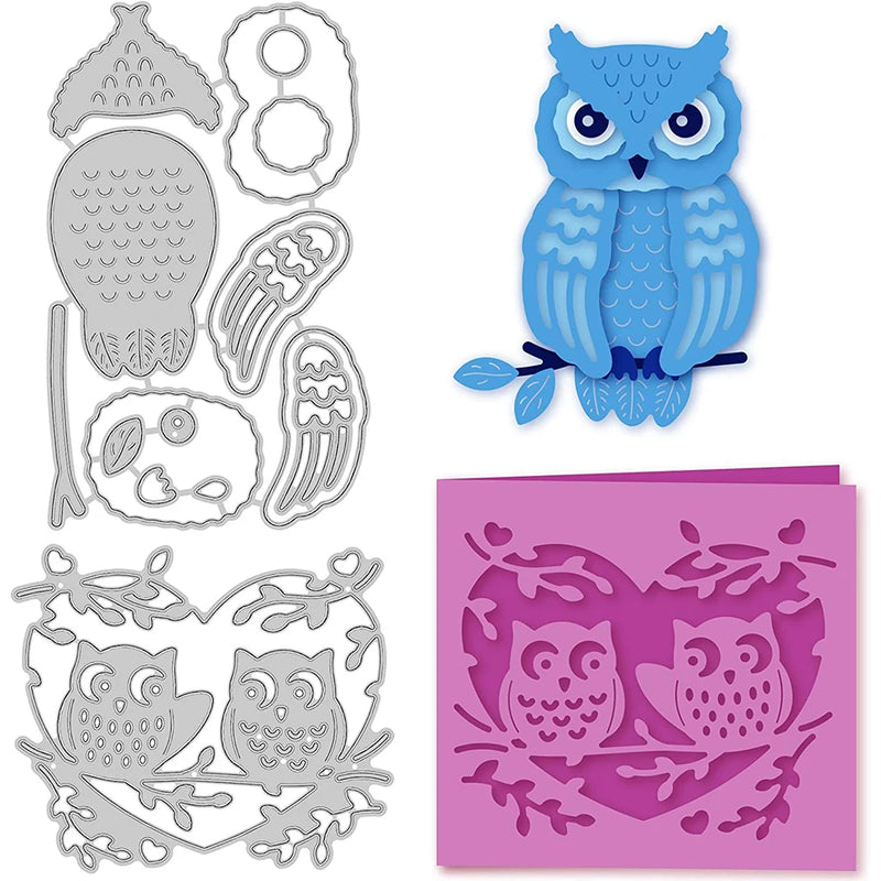 2Pcs Owl Metal Cutting Dies for Scrapbooking and Crafts