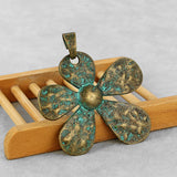 2Pcs Patina Sunflower Charms Pendant for DIY Necklace