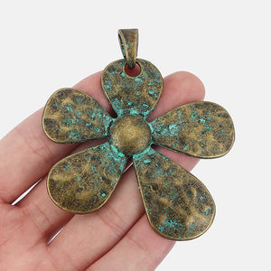 2Pcs Patina Sunflower Charms Pendant for DIY Necklace