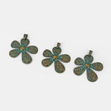 2Pcs Patina Sunflower Charms Pendant for DIY Necklace