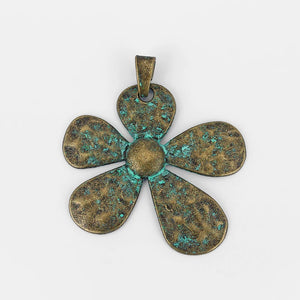 2Pcs Patina Sunflower Charms Pendant for DIY Necklace