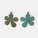 2Pcs Patina Sunflower Charms Pendant for DIY Necklace