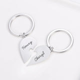 Personalized Couples Keychain Valentine Anniversary Boyfriend Girlfriend Heart