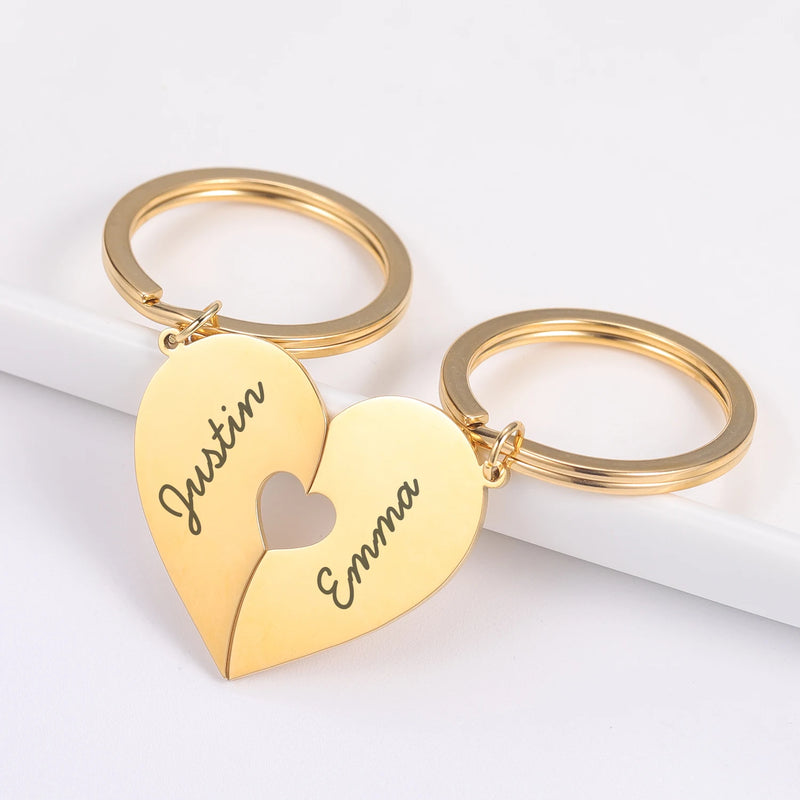 Personalized Couples Keychain Valentine Anniversary Boyfriend Girlfriend Heart