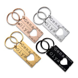2Pcs Personalized Date Couples Keychain Stainless Steel Custom Anniversary Gift