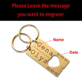 2Pcs Personalized Date Couples Keychain Stainless Steel Custom Anniversary Gift