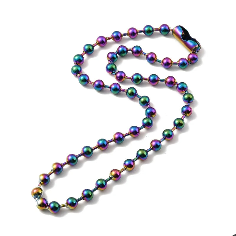2Pcs Rainbow Ball Chain Necklace Clasp DIY Pendant Jewelry Findings