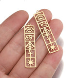 2Pcs Raw Brass Egyptian Symbol Charms Pyramid Sun Ankh Pendant