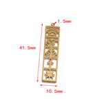 2Pcs Raw Brass Egyptian Symbol Charms Pyramid Sun Ankh Pendant