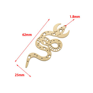 2Pcs Brass Goth Serpent Star Moon Charm Jewelry Making Diy Necklace