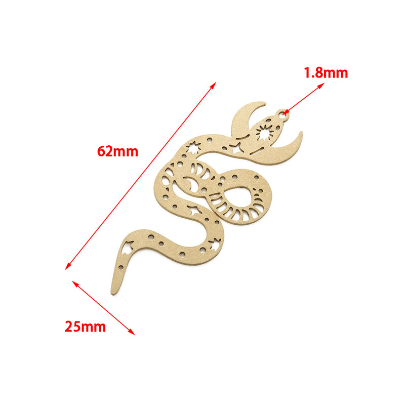 2Pcs Brass Goth Serpent Star Moon Charm Jewelry Making Diy Necklace