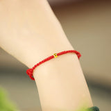 2Pcs Red String Bracelet Plated Bead Braided Protection Couple Jewelry