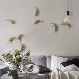 2pcs Resin Golden Fish Wall Hanging Ornament Fish Figurine Restaurant Decor