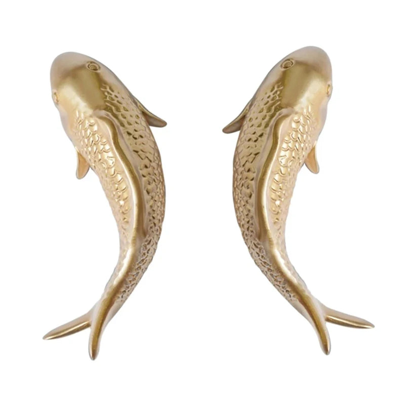 2pcs Resin Golden Fish Wall Hanging Ornament Fish Figurine Restaurant Decor