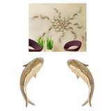 2pcs Resin Golden Fish Wall Hanging Ornament Fish Figurine Restaurant Decor