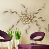 2pcs Resin Golden Fish Wall Hanging Ornament Fish Figurine Restaurant Decor
