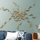 2pcs Resin Golden Fish Wall Hanging Ornament Fish Figurine Restaurant Decor