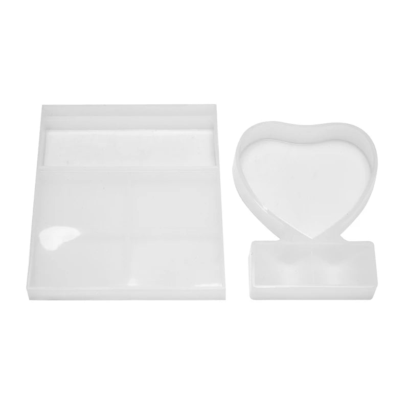 2Pcs Resin Mold For Photo Frame,Rectangle & Heart Shape Silicone Epoxy Molds