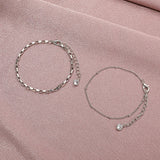 Alloy Multilayer Initial Chain Bracelet with Geometric Crystal Stacked Design