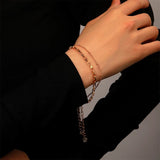 Alloy Multilayer Initial Chain Bracelet with Geometric Crystal Stacked Design