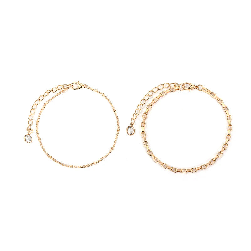 Alloy Multilayer Initial Chain Bracelet with Geometric Crystal Stacked Design