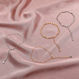 Alloy Multilayer Initial Chain Bracelet with Geometric Crystal Stacked Design