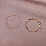 Alloy Multilayer Initial Chain Bracelet with Geometric Crystal Stacked Design