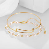 Baroque Pearl Chain Bracelets Hollow Geometric Bangles Femme Jewelry